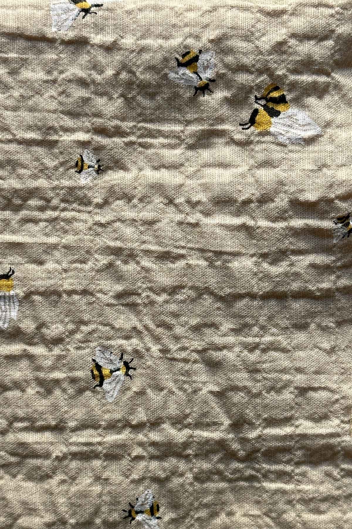 by Ally, scrunchie, bee pattern, beige