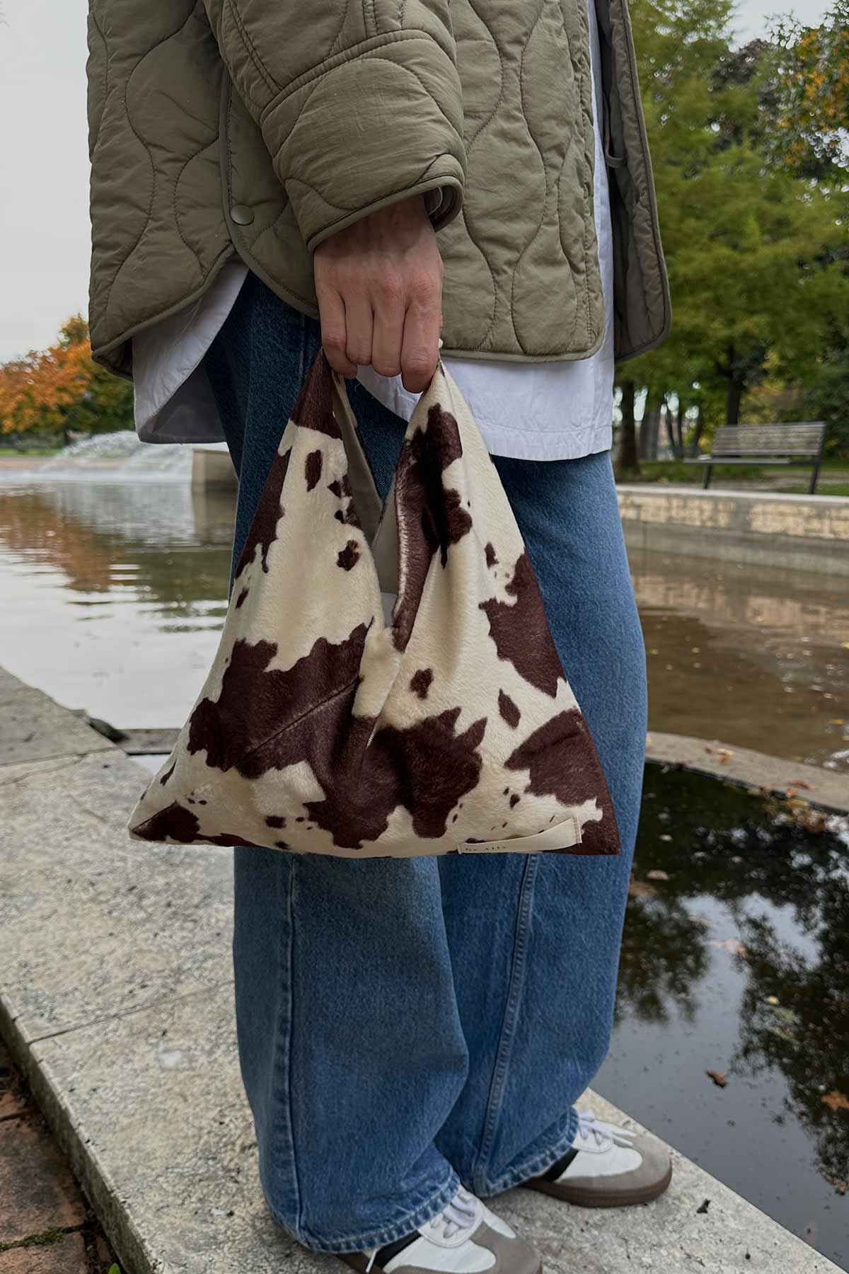 origami bag trendy cow print kuhprint handtasche 